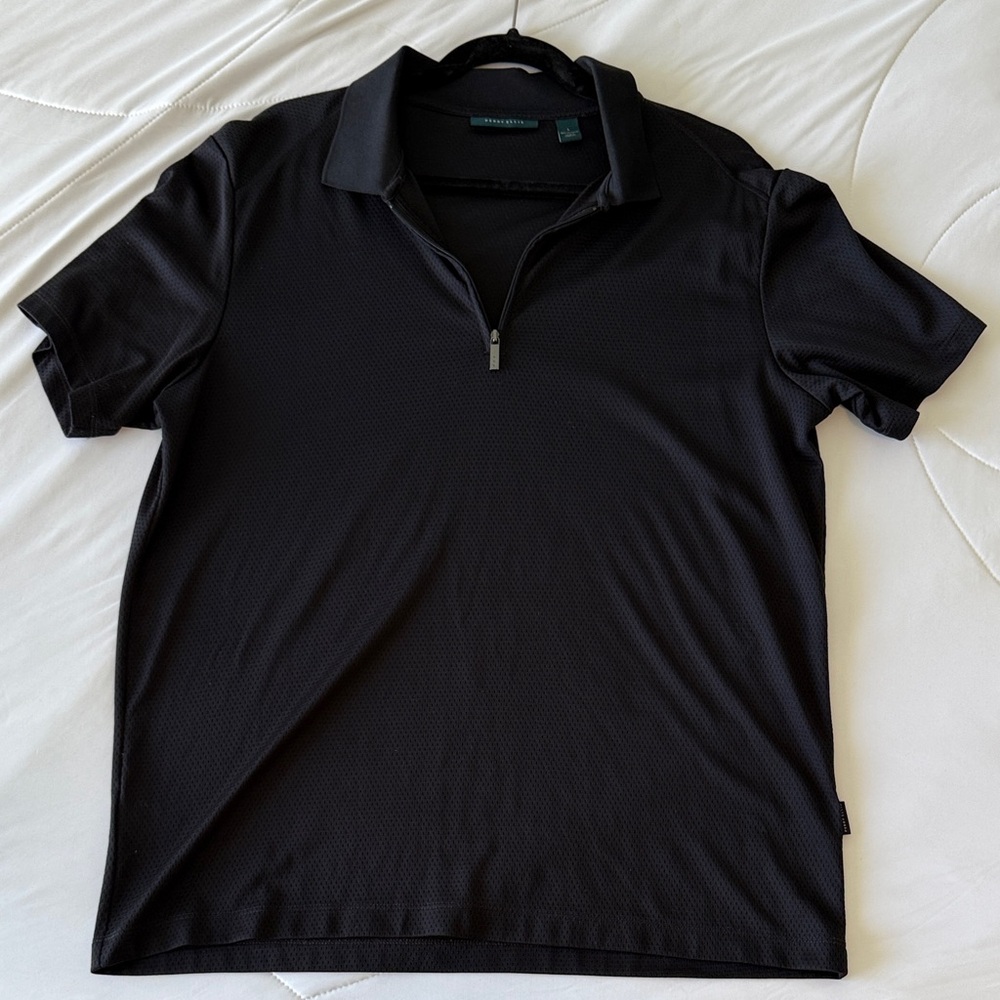 Perry Ellis Zip Men's Black Polo Shirt